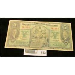 Jan. 2, 1935 Banque Canadienne National, $5 note.