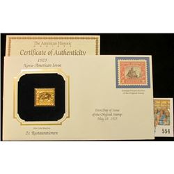 U.S.A. First day cover with gold replica 1925 Norse-American Issue stamp