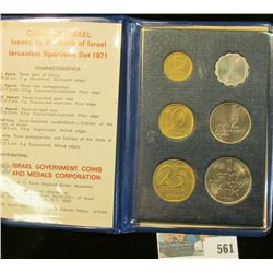 1971 Coins of Israel issued by the Bank of Israel Jerusalem Specimen Set in original holder. Gem BU.