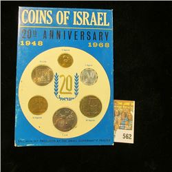 1948 1968 Coins of Israel 20th Anniversary Six-piece Coin set in original holder.