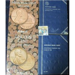 (3) SETS OF NUMBER TWO LINCOLN WHEAT CENT BOOKS WITH COINS PLUS LINCOLN MEMORIAL CENT BOOK WITH COIN