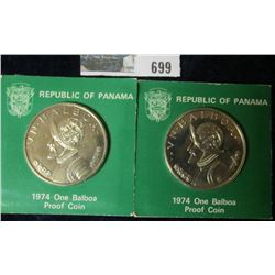 TWO REPUBLIC OF PANAMA ONE BALBOA PROOF COINS