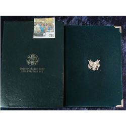 1990 PRESTIGE SET WITH PROOF SILVER IKE DOLLAR & PROOF SET ALL IN ONE