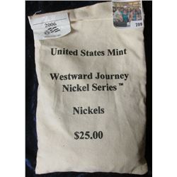 CANVAS MINT BAG WITH 500 NICKELS FROM THE 2006 WESTWARD JOURNEY NICKEL SERIES