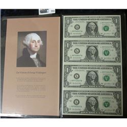 UNCUT SHEET OF FOUR 2003-A ONE DOLLAR NOTES