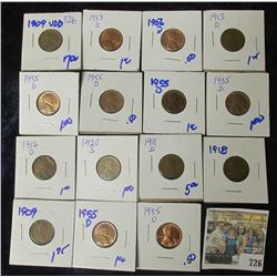 WHEAT CENT LOT INCLUDES 1909-VDB, 1909, 1913-D, 1911-D & MORE