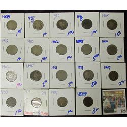 MIXED LOT OF V NICKELS, INDIAN HEAD CENTS, V NICKELS, & BETTER DATE 1873 INDIAN HEAD CENT