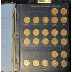 CANADIAN NICKEL COLLECTION STARTING AT 1923.  IT IS MISSING THE 1925 & THE 1926 FAR 6 NICKELS