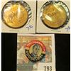 Image 1 : CARRY ON WITH ROOSEVELT VINTAGE POLITICAL PINBACK & 2 GREEN RIVER WHISKEY GOOD LUCK TOKENS
