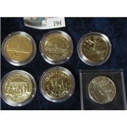 JAMES MADISON SILVER COMMEMORATIVE HALF DOLLAR DATED 1993, 2 PROOF STATUTE OF LIBERTY HALF DOLLARS, 