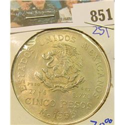 1953-MO SILVER MEXICAN 5 PESOS COIN