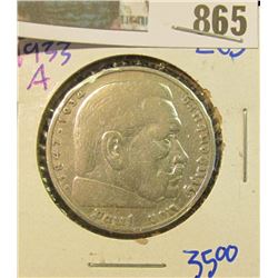 GERMANY 1933-A SILVER 5 MARK COIN