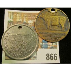 AMERICAN MILKING SHORTHORN SOCIETY MEMBERSHIP BADGE & 1918 WORLD WAR 1 VICTORY LIBERTY LOAN MEDAL CI