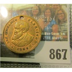 1888 BENJAMIN HARRISON REPUBLICAN C& IDATE FOR PRESIDENT CAMPAIGN TOKEN