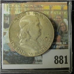 1952 S Original BU Toned Franklin Half Dollar.