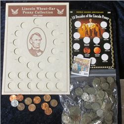 LINCOLN WHEAT CENT COIN COLLECTION, 10 DECADES OF THE LINCOLN PENNY COLLECTION. ALSO INCLUDED IS A B