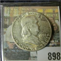 1951 P Toned AU Franklin Half Dollar.