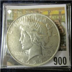 1927 D U.S. Peace Silver Dollar, AU.