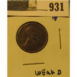 931 _ 1922 Weak D variety Lincoln Cent, Fine.