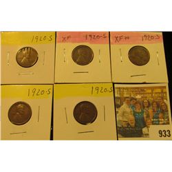 933 _ (5) 1920 S Lincoln Cents, all Brown VF-EF+.
