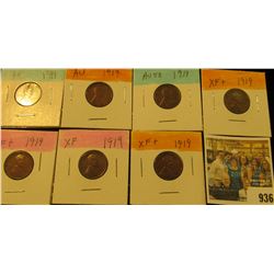 936 _ (7) 1919 P Lincoln Cents, all grading EF-AU. Nice Chocolate browns.