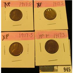 945 _ (4) 1917 S Lincoln Cents, all grading EF. Nice Chocolate browns.