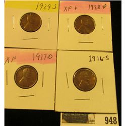 948 _ 1916S, 17D, 28D, & 29S Lincoln Cents, all Grading EF.