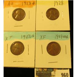 960 _ 1909 P VDB, 27S, 28P & D Lincoln Cents, all Grading EF-AU.