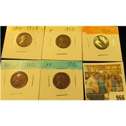 966 _ 1910P, 11P, 12P, 23P, & 28P Lincoln Cents, Fine to AU.