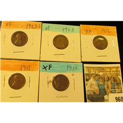 968 _ 1910P, 11P, 12P, 23P, & S Lincoln Cents, Fine to EF.
