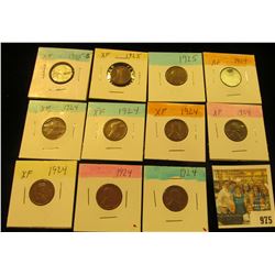 975 _ (8) 1924P, (2) 25P, & 25S Lincoln Cents, All EF.