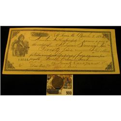 980 _ "Frank Cavagnard/916/M.Sarah/St./St. Louis, Mo." Token and Scrip from the St. Louis Brew Assoc