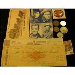 981 _ "Division 241/September/1933" Pin-back from the Street Car Union; 1900 Check with preprinted R