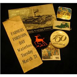 991 _ Ribbon "Farmers Fordson Day Waterloo Tuesday March 21" (Fordson Tractors); Pin-back "1837-1987