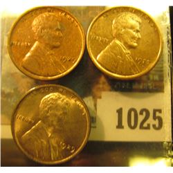 1025 _ 1927 D Cent, VF; & a pair of 1929 P Cents, mostly Red Almost Uncirculated.