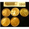 Image 1 : 1044 _ (2) 1916 D VF, (2) 16 S EF, &17 P Red & Brown Unc Lincoln Cents.