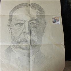 1049 _ Original 14" x 24" Pencil Sketching of "Roy C. Lawrence" dated 1923. One of the original Lawr