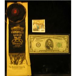 1067 _ "I.O.O.F. Nortonville Lodge No. 118 Nortonville Kansas" Badge with original envelope from "Th