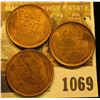 Image 2 : 1069 _ (3) 1909 P VDB Lincoln Cents. All Almost Uncirculated.