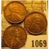 Image 3 : 1069 _ (3) 1909 P VDB Lincoln Cents. All Almost Uncirculated.