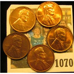 1070 _ 1936P, S, 38S, 70P, & 72P Lincoln Cents, all Brilliant Uncirculated.