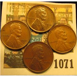 1071 _ (2) 1910P AU, 11S VF, & 36P Brown Uncirculated Lincoln Cents.