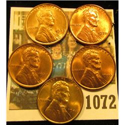 1072 _ 1935P, 37P, 40P, 46D, & 50P Lincoln Cents. All Red Gem BU.