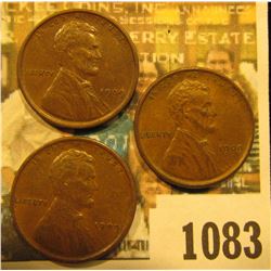 1083 _ (3) 1909 P Lincoln Cents. All Almost Uncirculated.