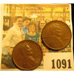 1091 _ Pair of 1909 P Lincoln Cents, Chocolate brown AU.