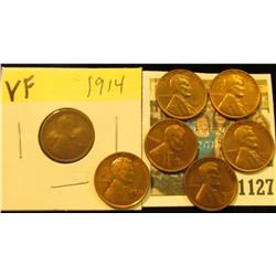 1127 _ 1914 P VF; 36 S AU; & (5) 37 S AU-Unc Lincoln Cents.