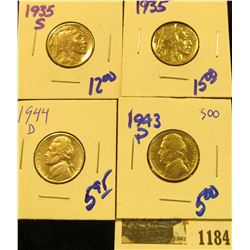 1184 _ 1943 P & 44 D Silver War Nickels (both high grades) & 1935 P & S Buffalo Nickels with full ho