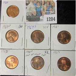 1204 _ 1969 P, D, S, 1981 P, D, 83 P, & D U.S. Lincoln Cents, Unc to Red Gem BU U.S.