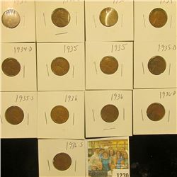 1230 _ 1930P, D, S, 34P, D, (2) 35P, D, S, (3) 36P, & 36S Wheat Cents, most are VG to F. All carded 