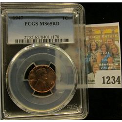 1234 _ 1947 P Lincoln Cent, PCGS slabbed MS65RD.
